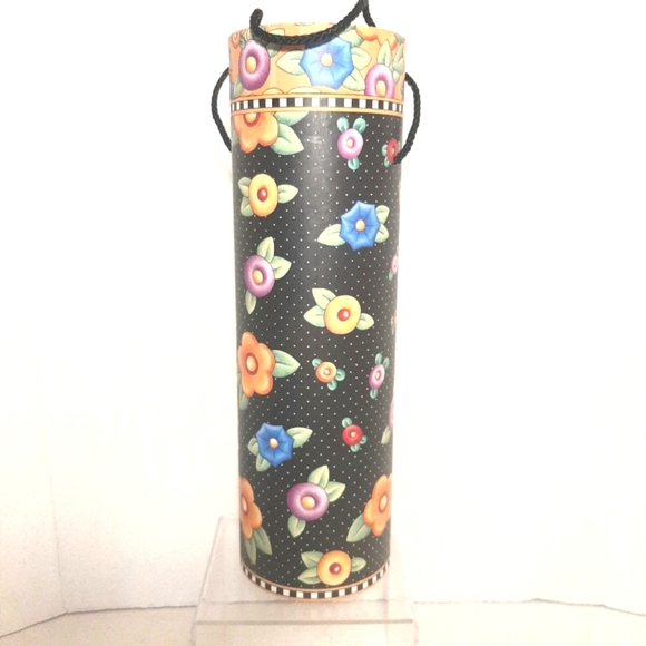 Floral Patterned Black Wine Tote Mary Engelbreit - Picture 1 of 5